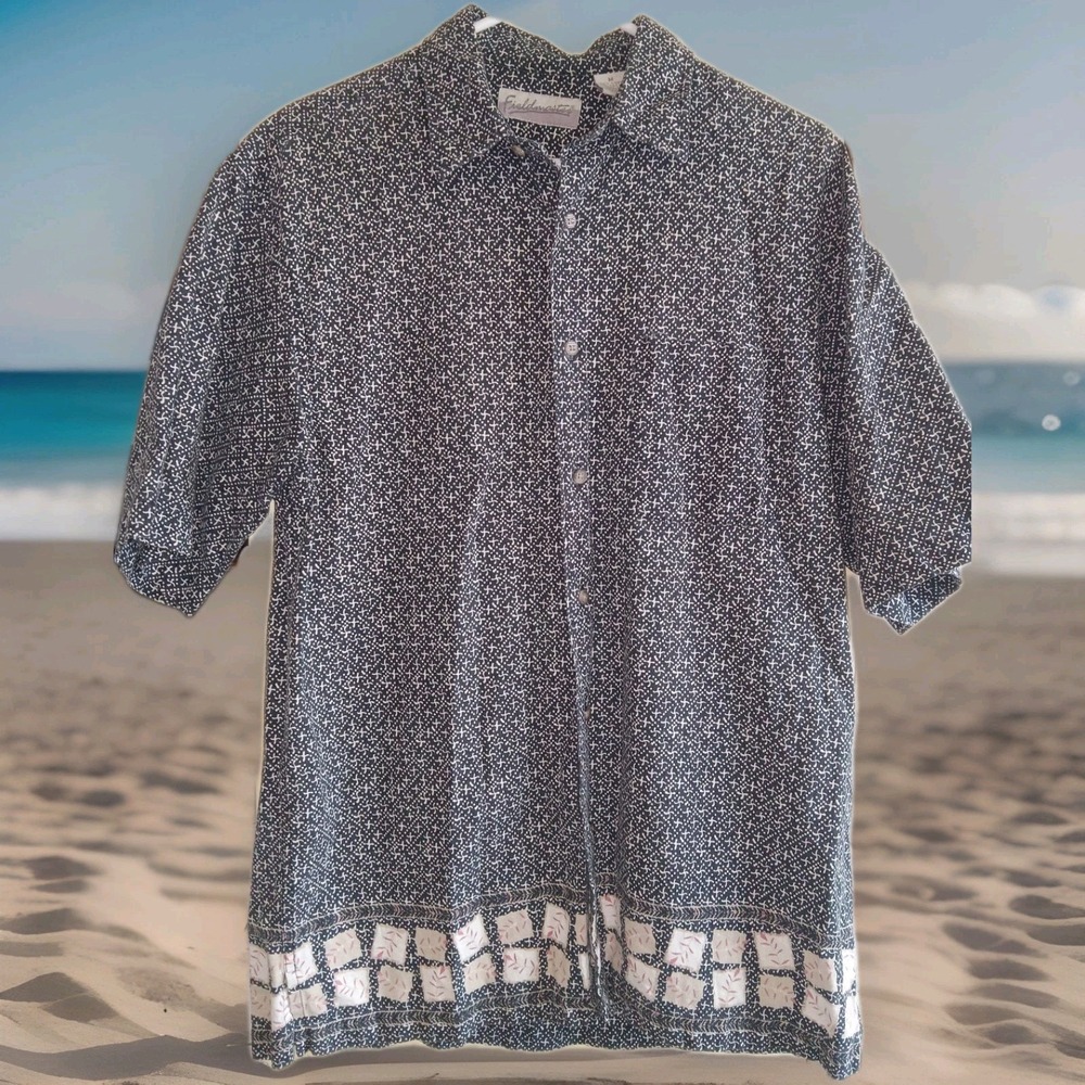 Fieldmaster Hawaiian Shirt Linen Blend Sz M ‎ Short Sleeves Tropical Dadcore